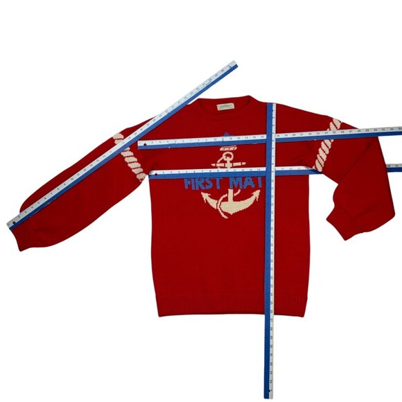 Key Largo Vintage Sailor Sweater L Red Long Sleeve Crewneck Coastal Nautical - Picture 5 of 13